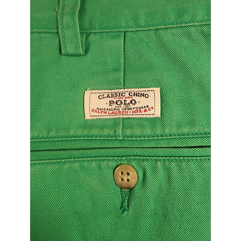 Polo Ralph Lauren Tyler Short Mens 40 Green Pleated Classic Chino Cotton Golf - Picture 8 of 9